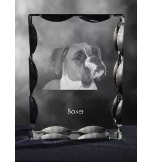 Boxer, Deutscher Boxer I - Kristall mit einem Hundebild, Glasstatuette mit einem Bild, einzigartiger Bilderrahmen der Marke Art-Dog