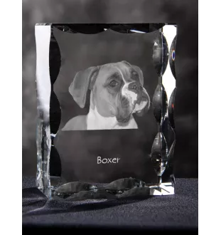 Boxer, Deutscher Boxer I - Kristall mit einem Hundebild, Glasstatuette mit einem Bild, einzigartiger Bilderrahmen der Marke Art-Dog