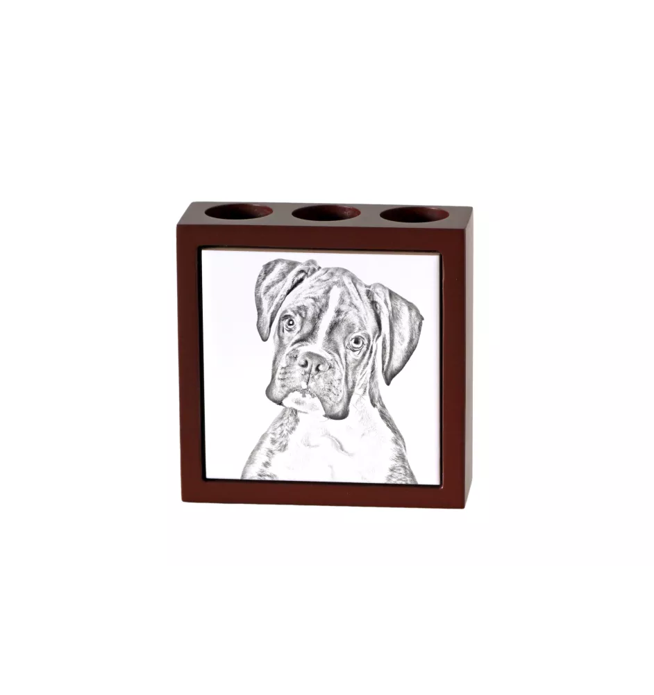 Boxer III - porte-stylo avec chien, organiseur de bureau avec impression, décoration de bureau personnalisée de la marque Art-Dog