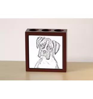 Boxer III - porte-stylo avec chien, organiseur de bureau avec impression, décoration de bureau personnalisée de la marque Art-Dog