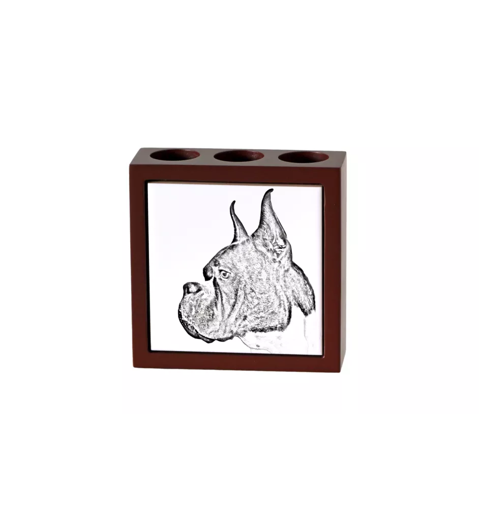 Boxer, Deutscher Boxer I - Stifthalter mit Hund, Schreibtischorganizer mit Aufdruck, personalisierte Schreibtischdekoration der Marke Art-Dog