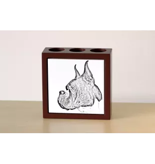 Boxer, Deutscher Boxer I - Stifthalter mit Hund, Schreibtischorganizer mit Aufdruck, personalisierte Schreibtischdekoration der Marke Art-Dog