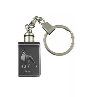 Boxer, German Boxer III - Crystal key ring with dog photo, illuminated key ring, unique gift by Art-Dog brand