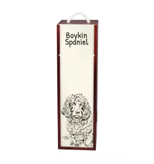 Boykin Spaniel, Swamp Poodle - wine box with a dog, alcohol box with graphics, personalized gift box from the Art-Dog brand