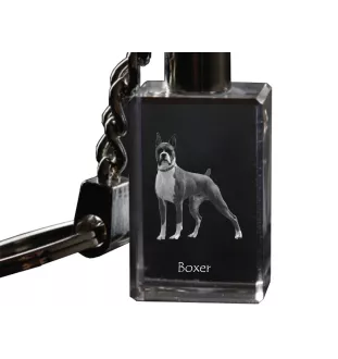 Boxer, German Boxer III - Crystal key ring with dog photo, illuminated key ring, unique gift by Art-Dog brand