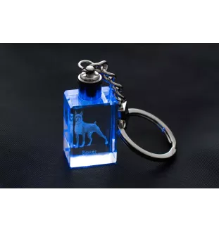 Boxer, German Boxer III - Crystal key ring with dog photo, illuminated key ring, unique gift by Art-Dog brand