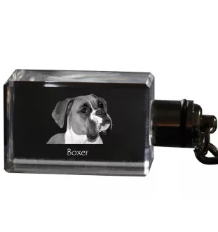 Boxer, German Boxer I - Crystal key ring with dog photo, illuminated key ring, unique gift by Art-Dog brand