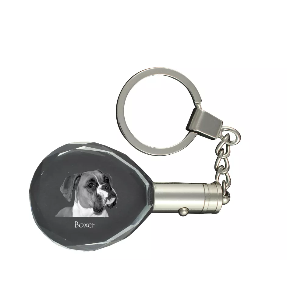 Boxer, German Boxer I - pendant with a photo of a dog, crystal key ring in a gift box, a unique gift by Art-Dog
