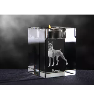 Bokser świecznik kryształowy z psem Art-Dog