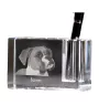 Boxer, Deutscher Boxer I - Stifthalter, Kristallorganizer mit Hundefoto, einzigartige Schreibtischdekoration der Marke Art-Dog