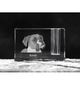 Bokser penholder kryształowy z psem Art-Dog
