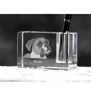 Bokser penholder kryształowy z psem Art-Dog