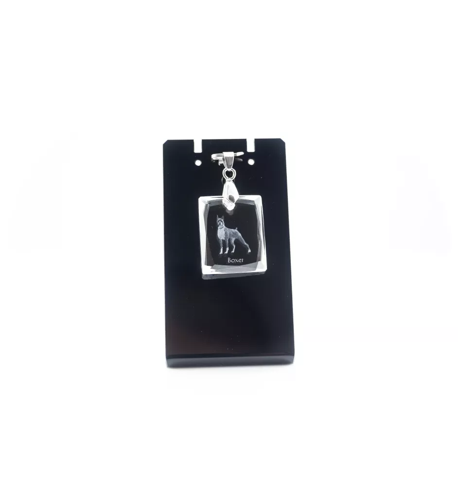 Boxer, German Boxer III - Crystal dog pendant, photo necklace, unique jewellery by Art-Dog