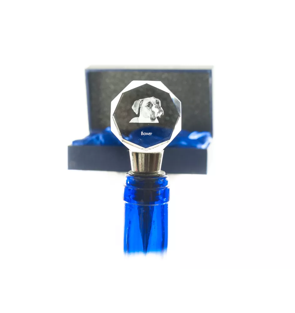 Boxer, German Boxer I - Bottle stopper, crystal wine stopper with photo, personalised gift for bartender by Art-Dog brand