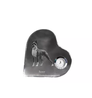Boxer, Deutscher Boxer III - Kristalluhr mit einem Hundebild, Herzregal-Uhr, personalisierte Standuhr der Marke Art-Dog