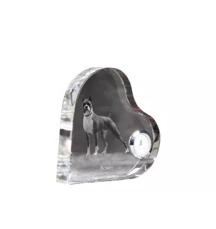 Boxer III - horloge en cristal avec une photo de chien, horloge de table en forme de cœur, horloge debout personnalisée de la marque Art-Dog
