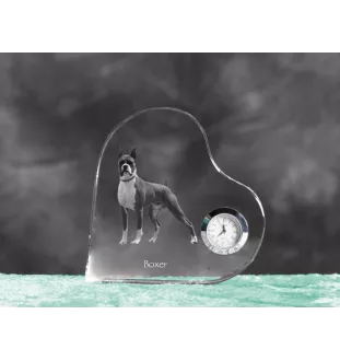 Boxer, Deutscher Boxer III - Kristalluhr mit einem Hundebild, Herzregal-Uhr, personalisierte Standuhr der Marke Art-Dog