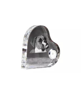 Boxer I - horloge en cristal avec une photo de chien, horloge de table en forme de cœur, horloge debout personnalisée de la marque Art-Dog