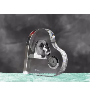 Boxer, Deutscher Boxer I - Kristalluhr mit einem Hundebild, Herzregal-Uhr, personalisierte Standuhr der Marke Art-Dog