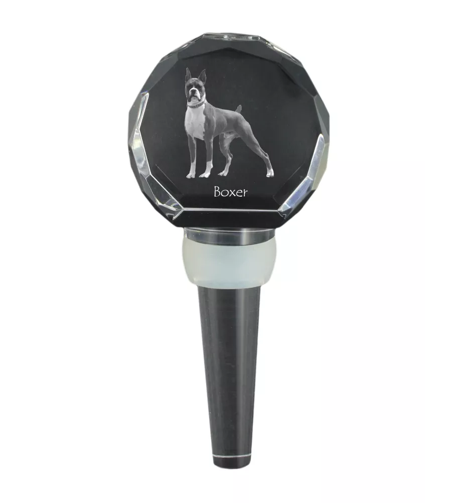 Boxer, German Boxer III - Crystal bottle stopper, unique wine stopper with photo, personalised gift for sommelier by Art-Dog brand