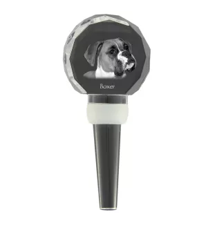 Boxer, German Boxer I - Crystal bottle stopper, unique wine stopper with photo, personalised gift for sommelier by Art-Dog brand