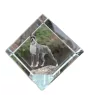 Boxer, German Boxer III - crystal cube with a photo, photo of a horse in crystal, cubic paperweight from Art-Dog brand