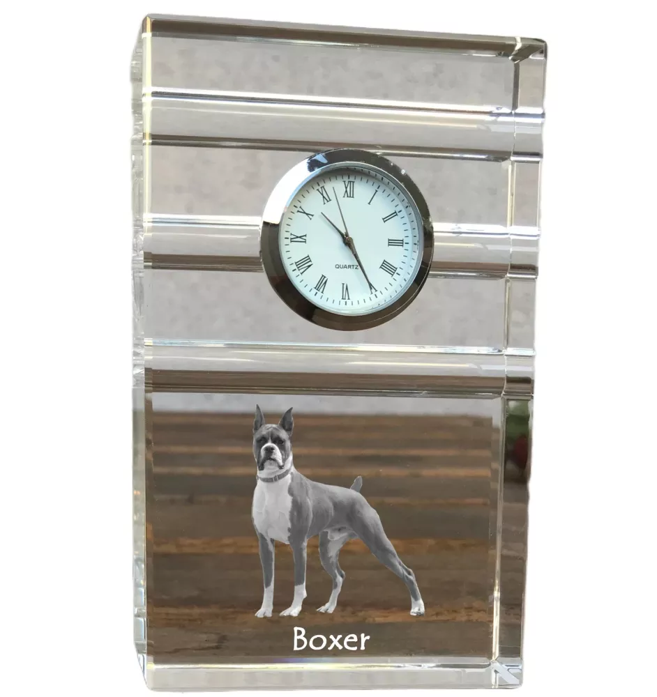 Bokser zegar trój-paskowy z psem Art-Dog