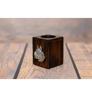 Boxer, German Boxer I - wooden candle holder with a dog, a unique souvenir after losing a dog, a handicraft from the Art-Dog brand