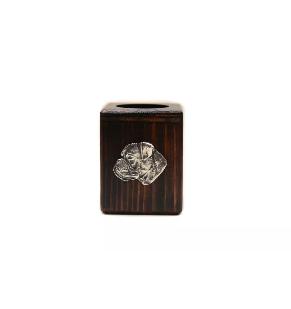 Boxer, German Boxer III - wooden candle holder with a dog, a unique souvenir after losing a dog, a handicraft from the Art-Dog brand