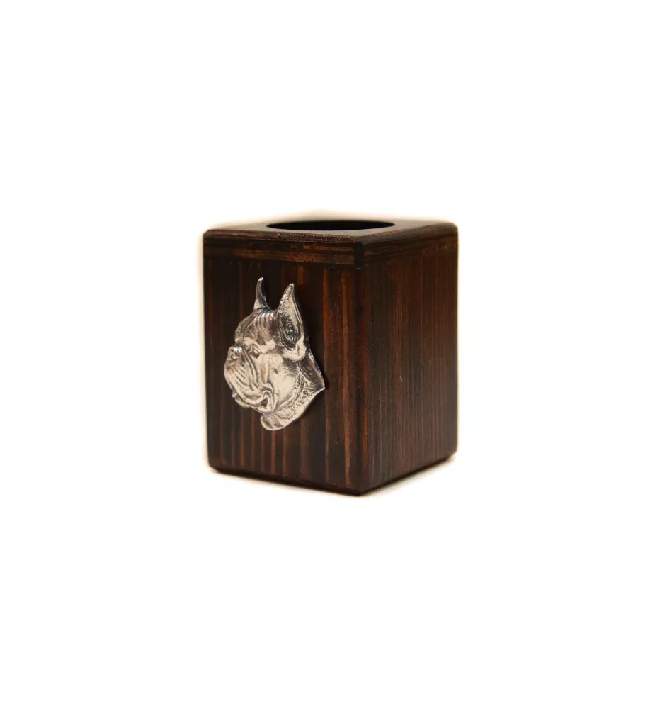 Boxer II - bougeoir en bois avec un chien, un souvenir unique après la perte d'un chien, une œuvre artisanale de la marque Art-Dog
