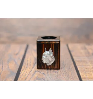 Boxer II - bougeoir en bois avec un chien, un souvenir unique après la perte d'un chien, une œuvre artisanale de la marque Art-Dog