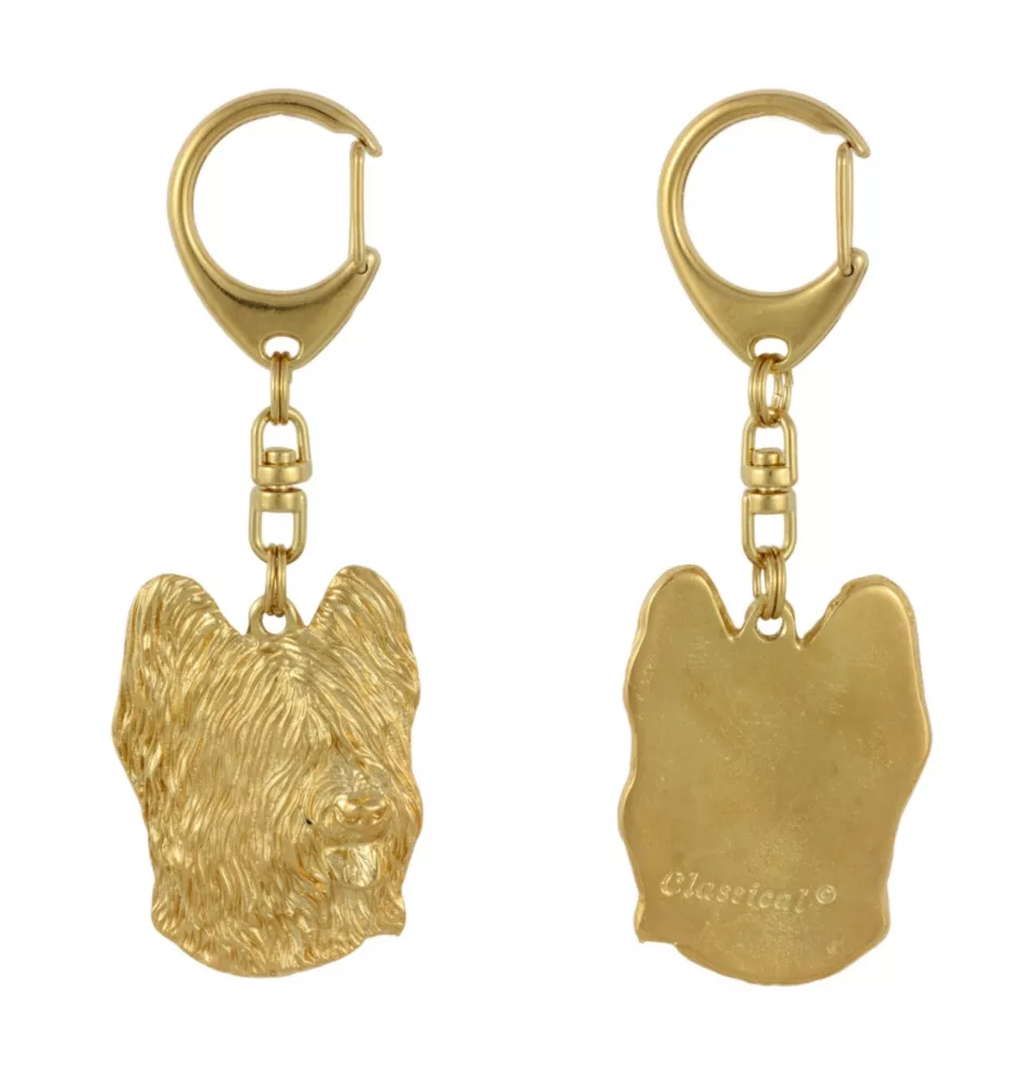 Berger de Brie, Briard - Porte-clés doré avec chien, décoration de sac à main, accessoire de luxe de la marque Art-Dog