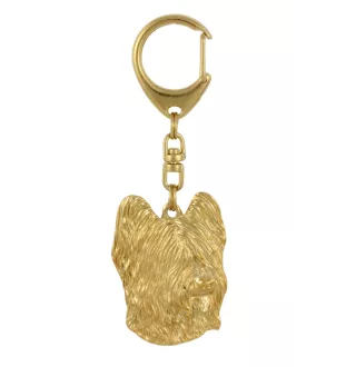 Briard, Berger de Brie - Gilded key ring with dog in gift box, handbag decoration, luxury accessory by Art-Dog brand