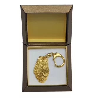 Briard, Berger de Brie I - Gilded key ring with dog in gift box, handbag decoration, luxury accessory by Art-Dog brand