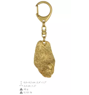 Briard, Berger de Brie I - Gilded key ring with dog in gift box, handbag decoration, luxury accessory by Art-Dog brand