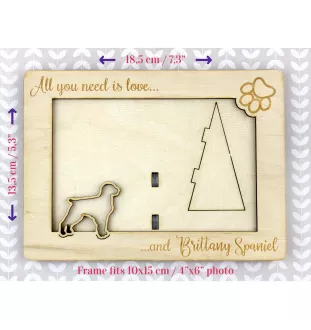 Brittany Spaniel, Brittany Wiegref - Photo frame, engraved wooden frame, a lovely gadget for the dog lover by Art-Dog