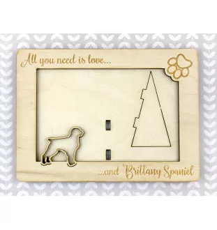 Brittany Spaniel, Brittany Wiegref - Photo frame, engraved wooden frame, a lovely gadget for the dog lover by Art-Dog