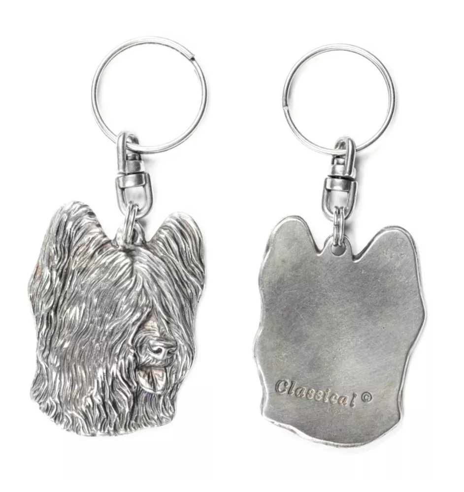 Berger de Brie, Briard - Pendentif argenté avec un chien dans une boîte décorative, décoration de sac à main, pendentif de sac à dos par la marque Art-Dog