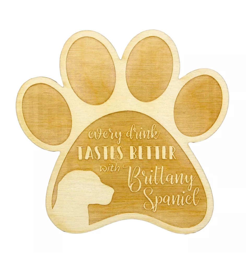 Bretonischer Spaniel, Bretonischer Vorstehhund, Brittany - Tasse Untersetzer, graviert Untersetzer mit Hund, Geschenk für Hundeliebhaber von Art-Dog Marke