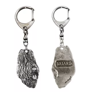 Berger de Brie, Briard I - Porte-clés argenté avec un chien dans une boîte cadeau, décoration de sac à main, pendentif de sac à dos par la marque Art-Dog