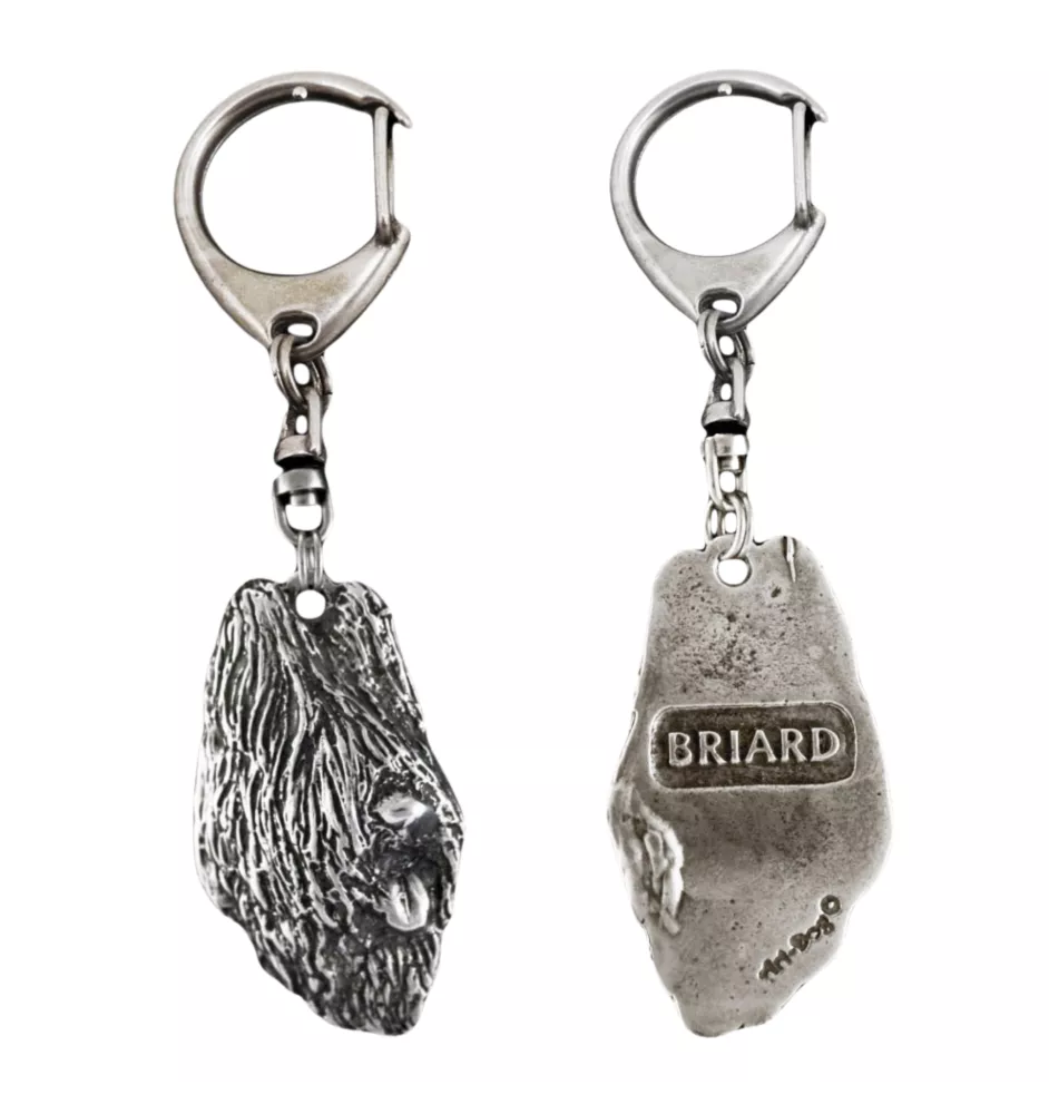 Berger de Brie, Briard I - Porte-clés argenté avec un chien dans une boîte cadeau, décoration de sac à main, pendentif de sac à dos par la marque Art-Dog