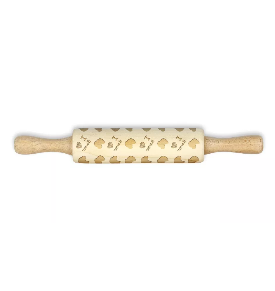 Boxer, German Boxer I - small rolling pin with a dog pattern, a rolling pin for children's dough, decorating ceramic clay by Art-Dog brand