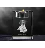 Bretonischer Spaniel, Bretonischer Vorstehhund, Brittany - Kerzenhalter mit Hundefoto, Teelichthalter aus Kristall, personalisiertes Geschenk der Marke Art-Dog