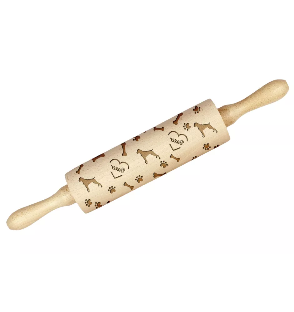 Boxer, German Boxer II - rolling pin with a dog, decorating cookies with a rolling pin in patterns, a gift for the ceramicist of the Art-Dog brand