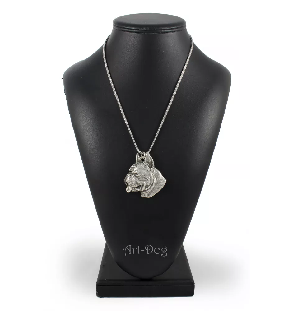 Boxer, Deutscher Boxer - Halskette mit Hund, Hundeanhänger an einer silbernen Kette, einzigartiger Schmuck der Marke Art-Dog