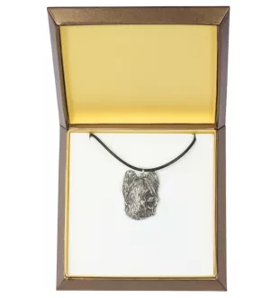 Briard, Berger de Brie - Dog necklace in gift box, silver-plated locket for dog fan, striking pendant by Art-Dog brand