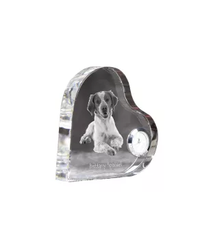 Brittany Spaniel, Brittany Wiegref - crystal clock with a dog picture, heart-shaped shelf clock, personalized standing clock by Art-Dog brand