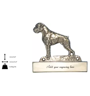 Boxer I - plaque d'adresse avec chien, plaque de nom en laiton, plaque de porte personnalisée avec le nom de la marque Art-Dog