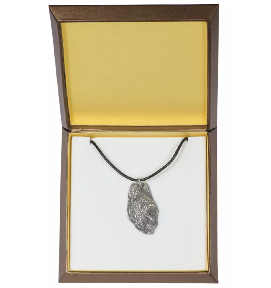 Briard, Berger de Brie I - Dog necklace in gift box, silver-plated locket for dog fan, striking pendant by Art-Dog brand