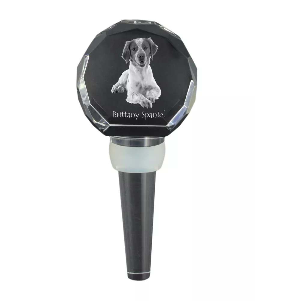 Brittany Spaniel, Brittany Wiegref - Crystal bottle stopper, unique wine stopper with photo, personalised gift for sommelier by Art-Dog brand